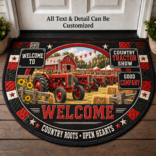 Country Tractor Show Personalized Half Round Mat | 5To9Vibe