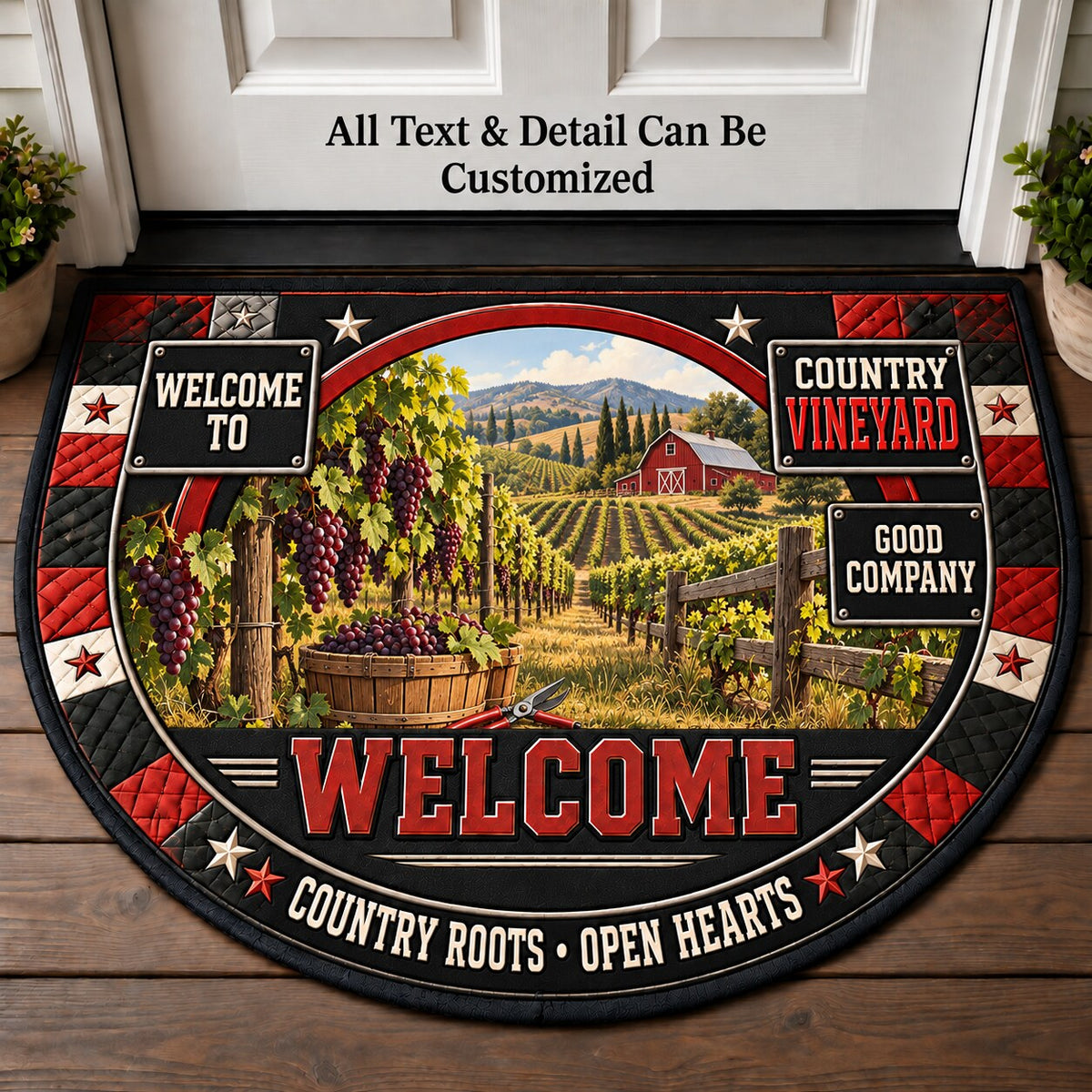 Country Vineyard Personalized Half Round Mat | 5To9Vibe