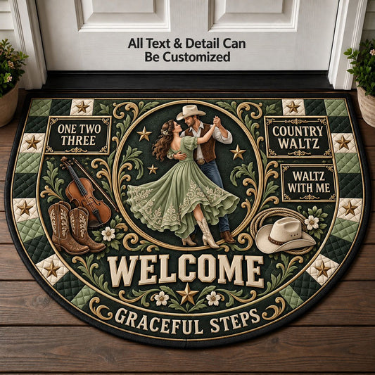 Country Waltz Personalized Half Round Mat | 5To9Vibe