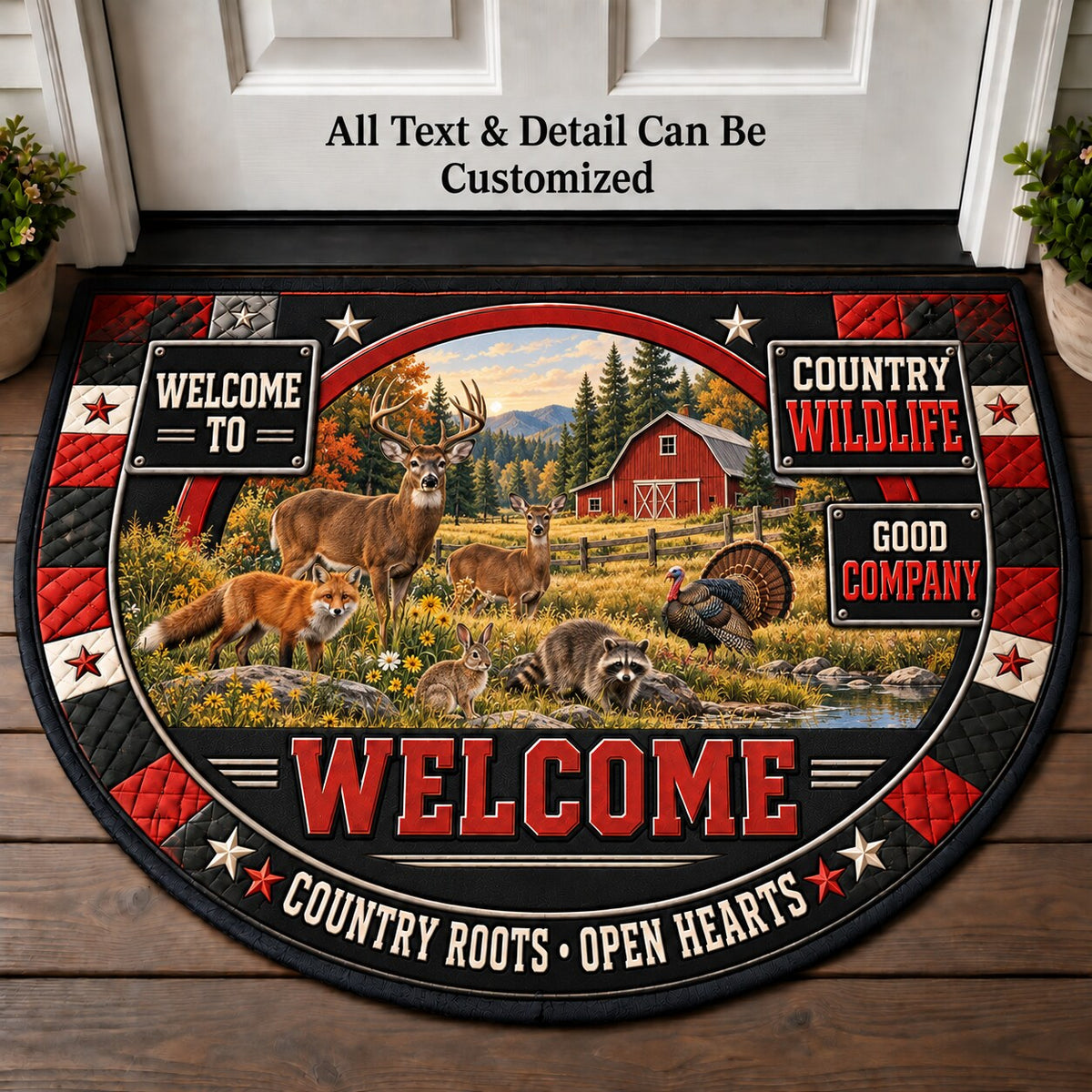Country Wildlife Personalized Half Round Mat | 5To9Vibe