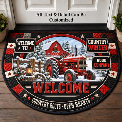 Country Winter Personalized Half Round Mat | 5To9Vibe