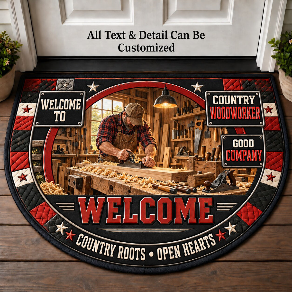 Country Woodworker Personalized Half Round Mat | 5To9Vibe