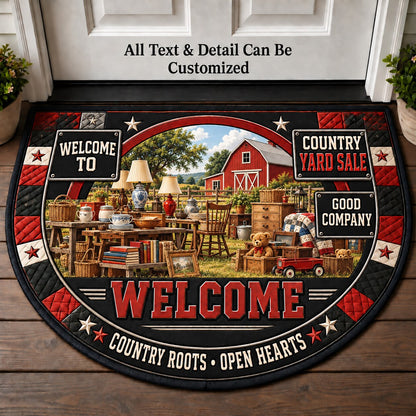 Country Yard Sale Personalized Half Round Mat | 5To9Vibe