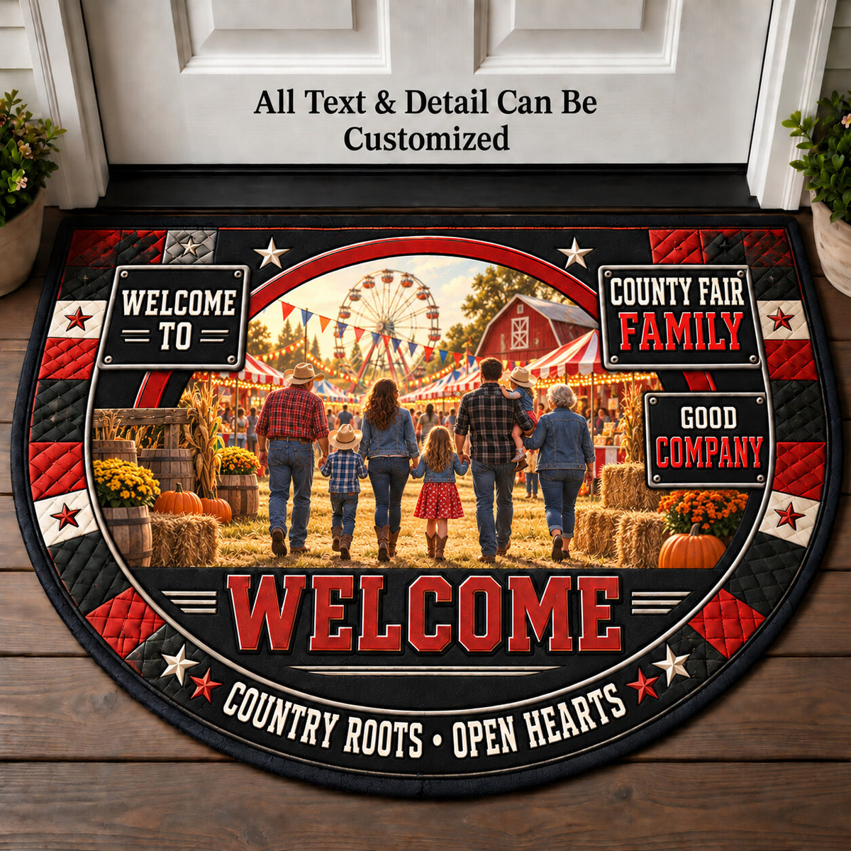 County Fair Family Personalized Half Round Mat | 5To9Vibe