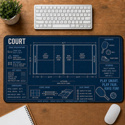 Pickleball Court Sports Technique Guide Desk Mat | 5To9Vibe