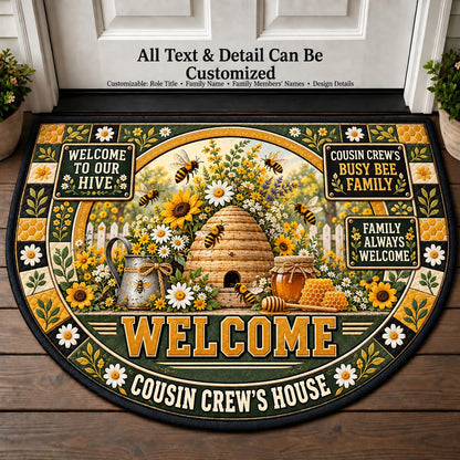 Cousin Crew's Busy Bee Family Personalized Half Round Mat | 5To9Vibe
