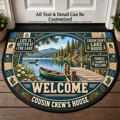Cousin Crew's Lake House Personalized Half Round Mat | 5To9Vibe