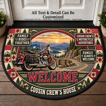 Cousin Crew's Motorcycle Adventures Personalized Half Round Mat | 5To9Vibe