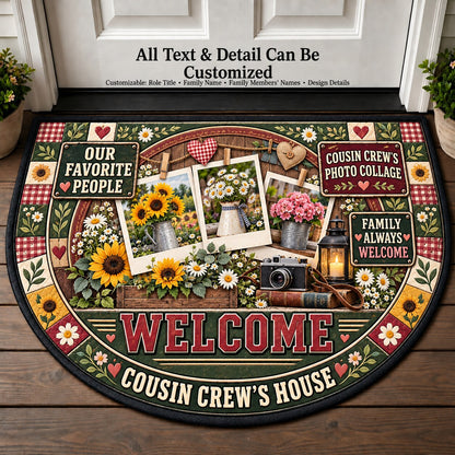 Cousin Crew's Photo Collage Personalized Half Round Mat | 5To9Vibe