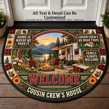 Cousin Crew's RV Road Trips Personalized Half Round Mat | 5To9Vibe