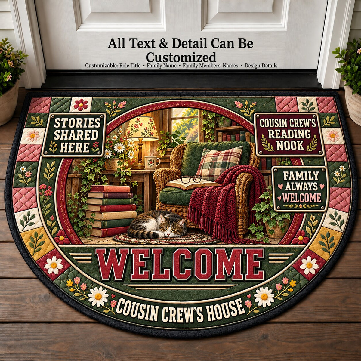 Cousin Crew's Reading Nook Personalized Half Round Mat | 5To9Vibe