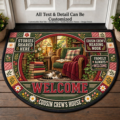 Cousin Crew's Reading Nook Personalized Half Round Mat | 5To9Vibe