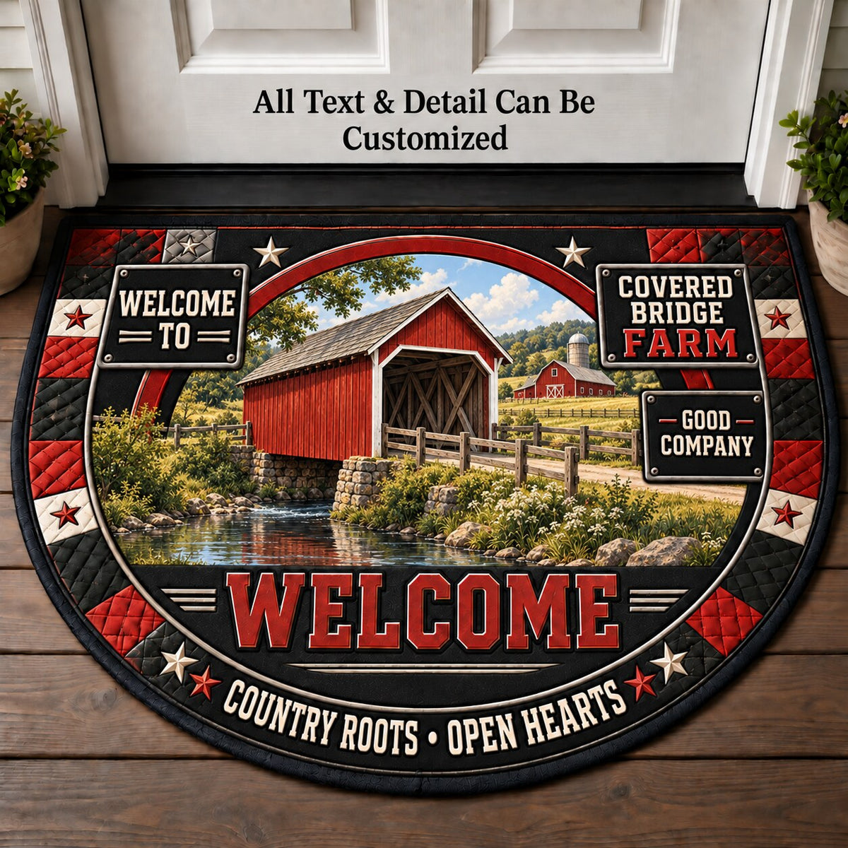 Covered Bridge Farm Personalized Half Round Mat | 5To9Vibe