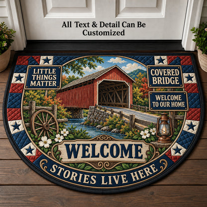 Covered Bridge Personalized Half Round Mat | 5To9Vibe