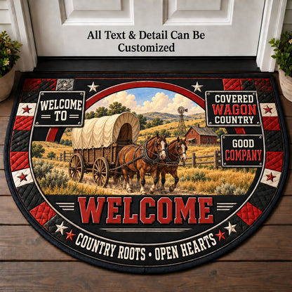 Covered Wagon Country Personalized Half Round Mat | 5To9Vibe