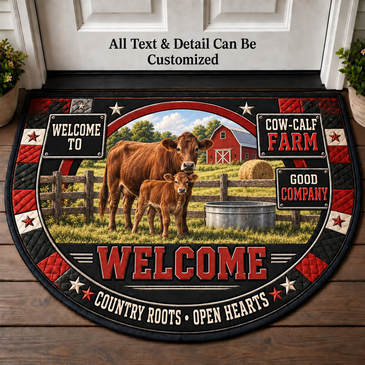 Cow-Calf Farm Personalized Half Round Mat | 5To9Vibe