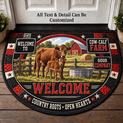 Cow-Calf Farm Personalized Half Round Mat | 5To9Vibe
