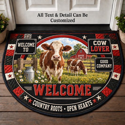 Cow Lover Personalized Half Round Mat | 5To9Vibe