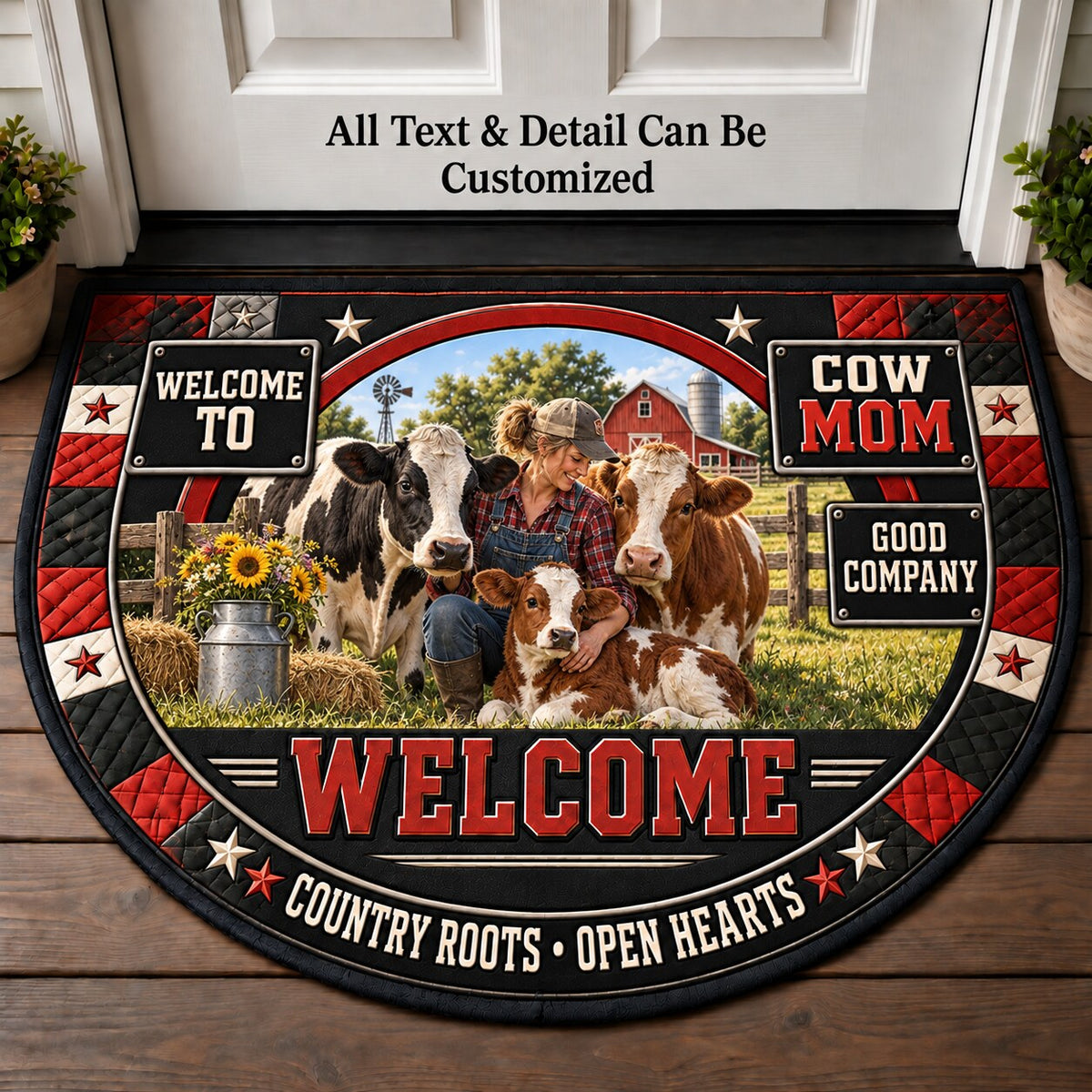 Cow Mom Personalized Half Round Mat | 5To9Vibe