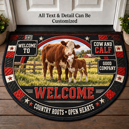 Cow and Calf Personalized Half Round Mat | 5To9Vibe