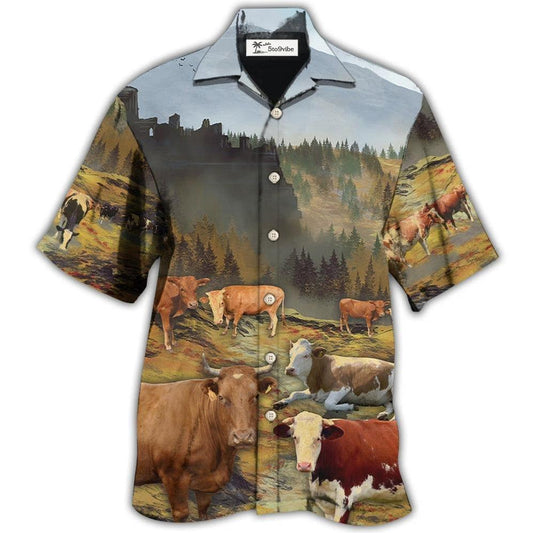 Hawaiian Shirt / Adults / S Cow Large Mountain - Hawaiian Shirt 