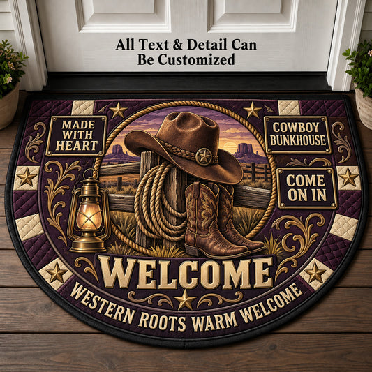 Cowboy Bunkhouse Personalized Half Round Mat | 5To9Vibe