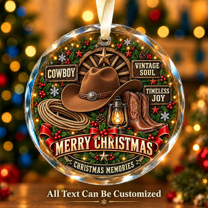 Cowboy Personalized Glass Ornament | 5To9Vibe