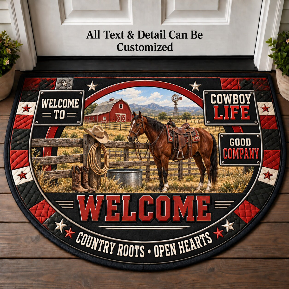 Cowboy Life Personalized Half Round Mat | 5To9Vibe