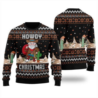 Howdy Cowboy Santa Claus Men's Ugly Christmas Sweater