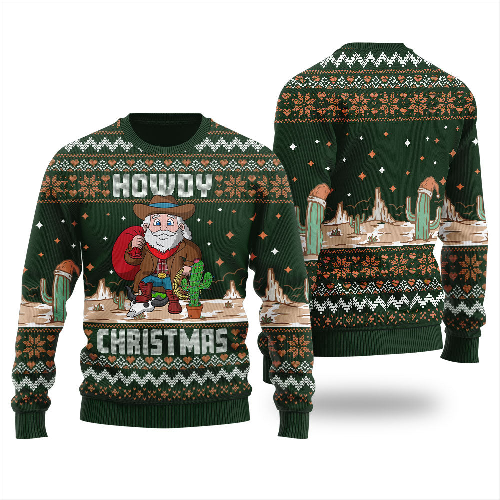 Howdy Cowboy Santa Claus Men's Ugly Christmas Sweater