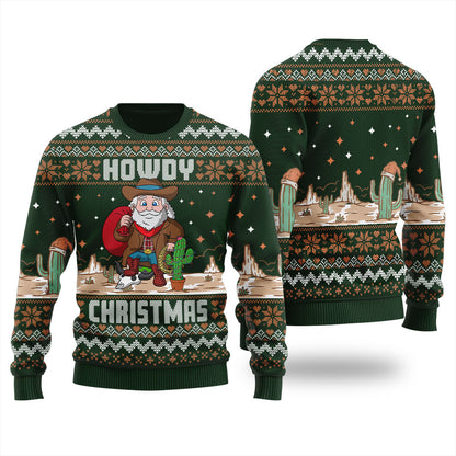 Howdy Cowboy Santa Claus Men's Ugly Christmas Sweater
