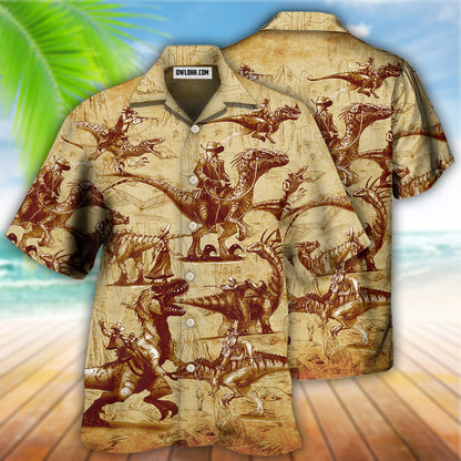 Cowboy Dinosaur Love Life Love Cool - Hawaiian Shirt 