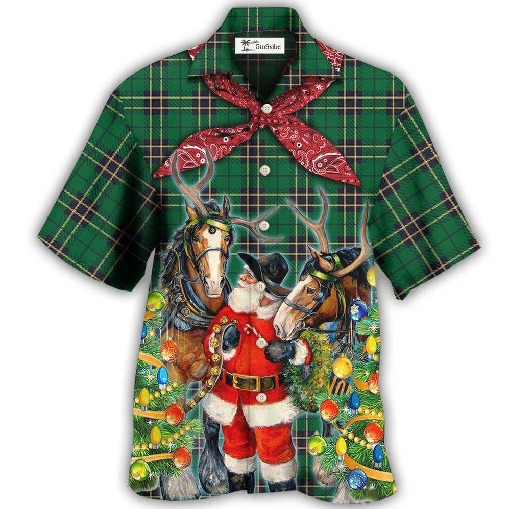 Hawaiian Shirt / Adults / S Cowboy Santa Christmas Green - Hawaiian Shirt 