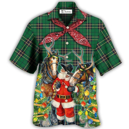 Hawaiian Shirt / Adults / S Cowboy Santa Christmas Green - Hawaiian Shirt 