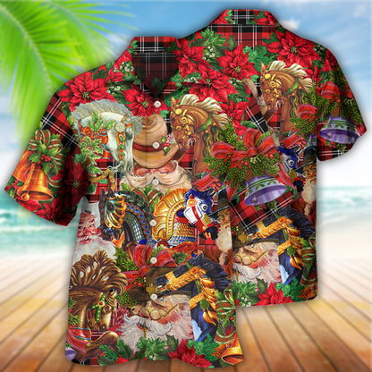 Cowboy Santa Christmas Red Style - Hawaiian Shirt 