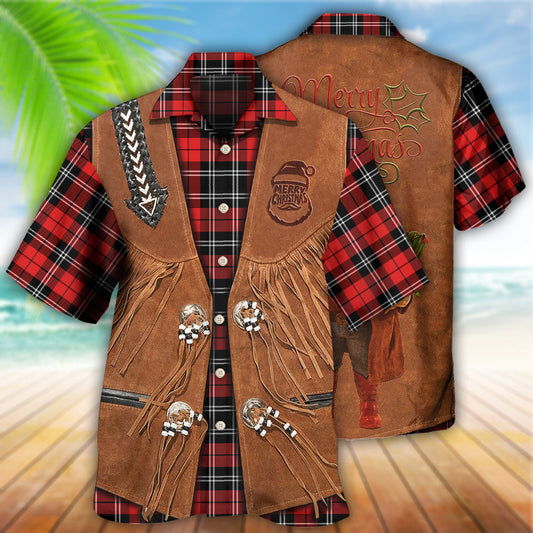 Cowboy Santa Christmas Vintage Style - Hawaiian Shirt 