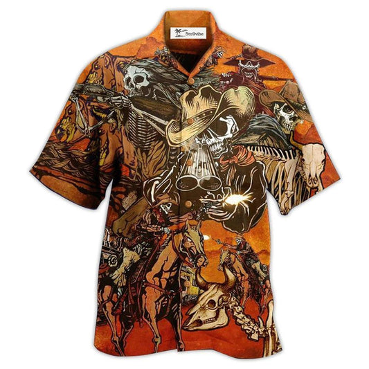 Hawaiian Shirt / Adults / S Cowboy Skull War Orange - Hawaiian Shirt 