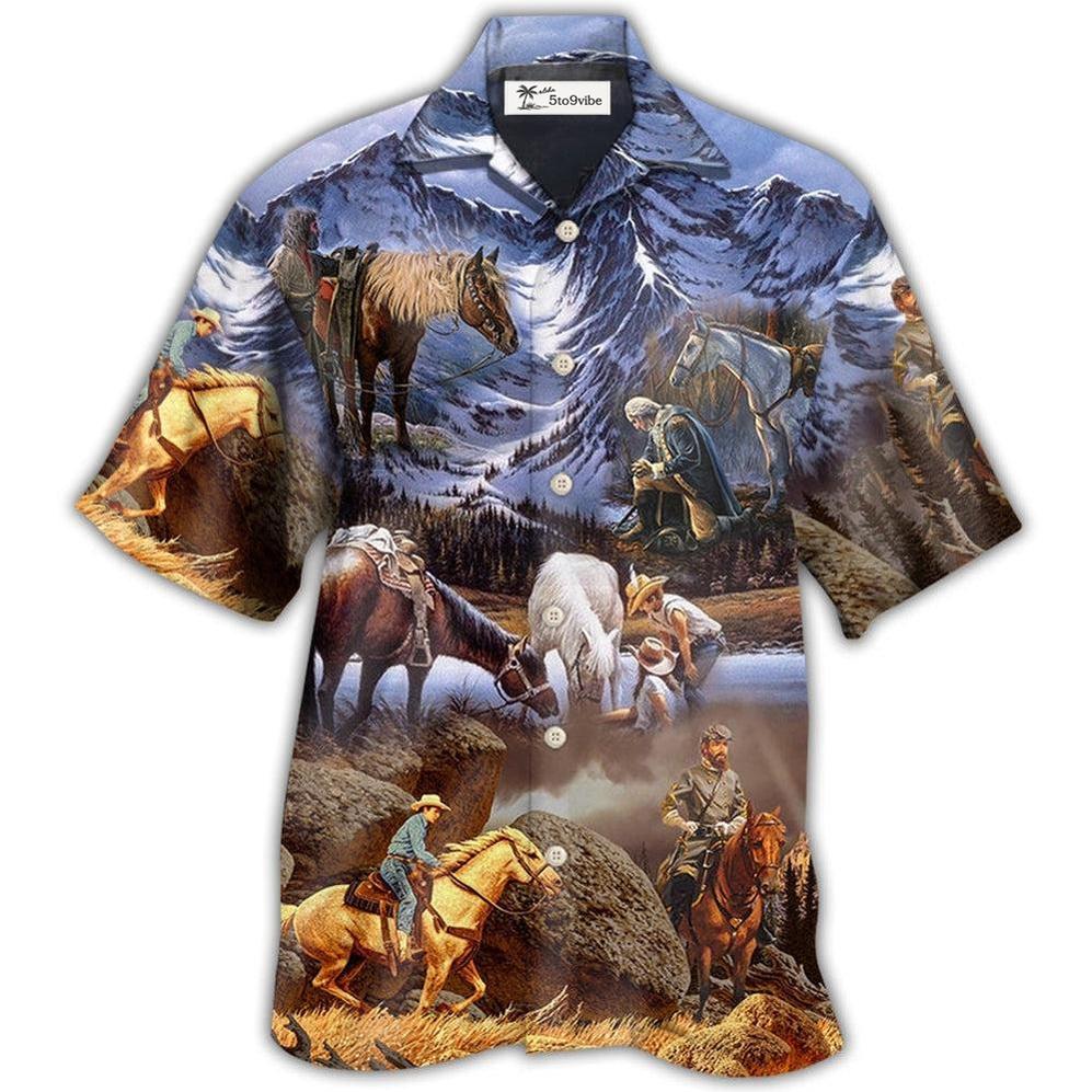 Hawaiian Shirt / Adults / S Cowboy Snow Mountain At Sunset - Hawaiian Shirt 
