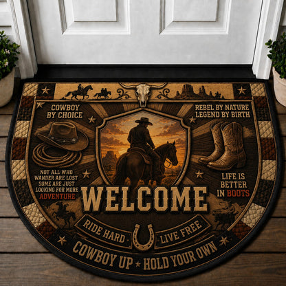 Western Horse Lover Quilted Print Premium Welcome Mat – Personalized Doormat