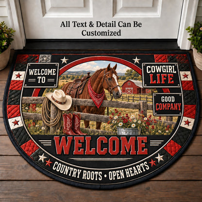 Cowgirl Life Personalized Half Round Mat | 5To9Vibe