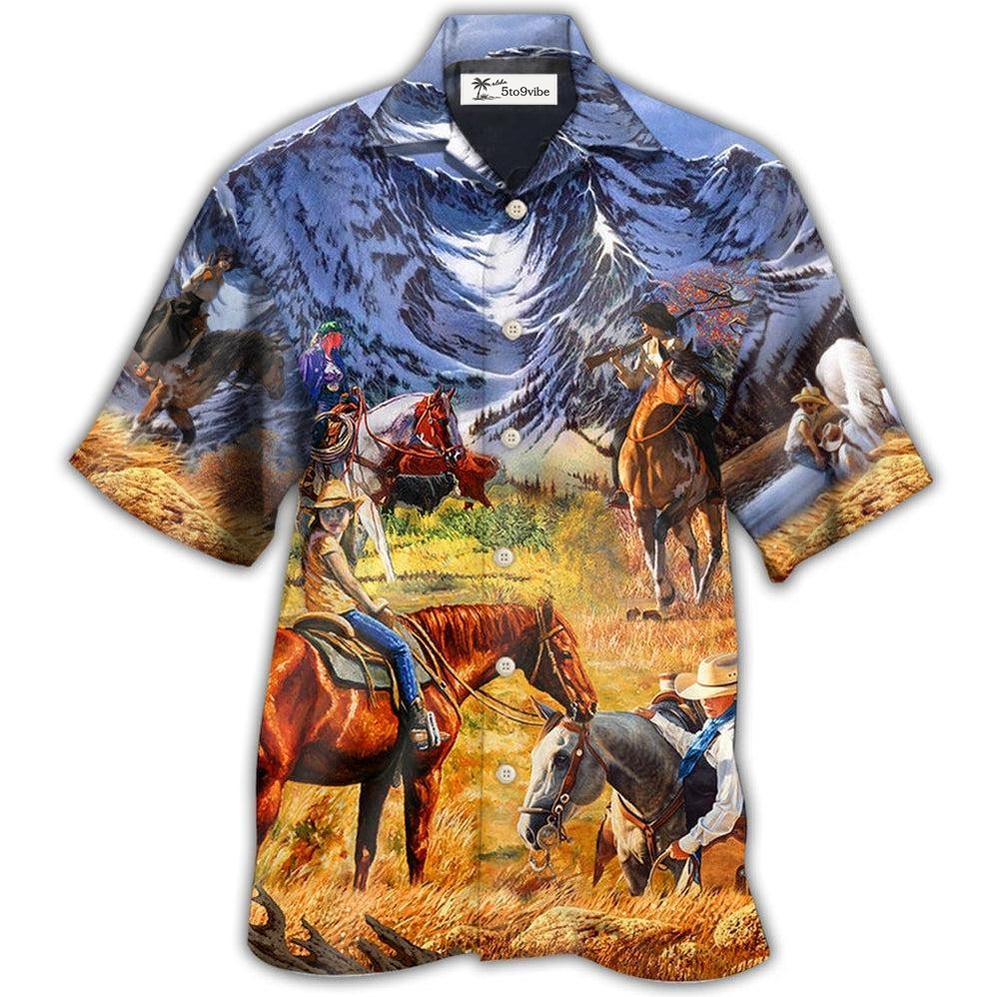 Hawaiian Shirt / Adults / S Cowgirl Mountain At Sunset - Hawaiian Shirt 