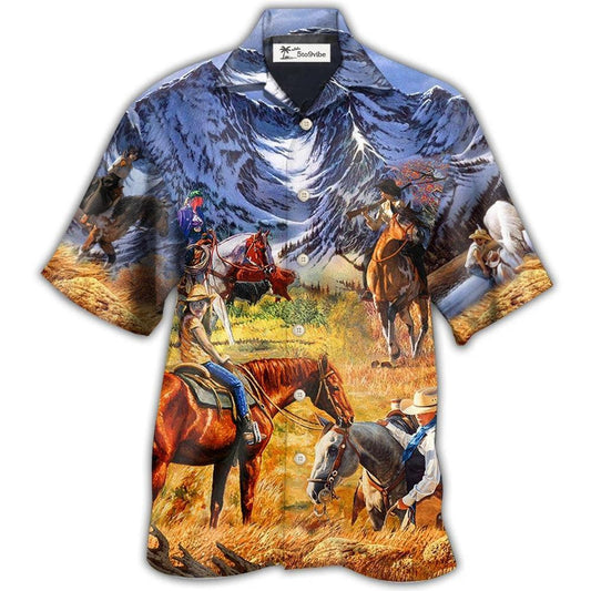 Hawaiian Shirt / Adults / S Cowgirl Mountain At Sunset - Hawaiian Shirt 