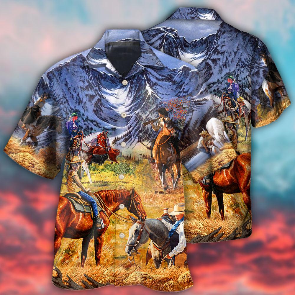 Cowgirl Mountain At Sunset - Hawaiian Shirt 