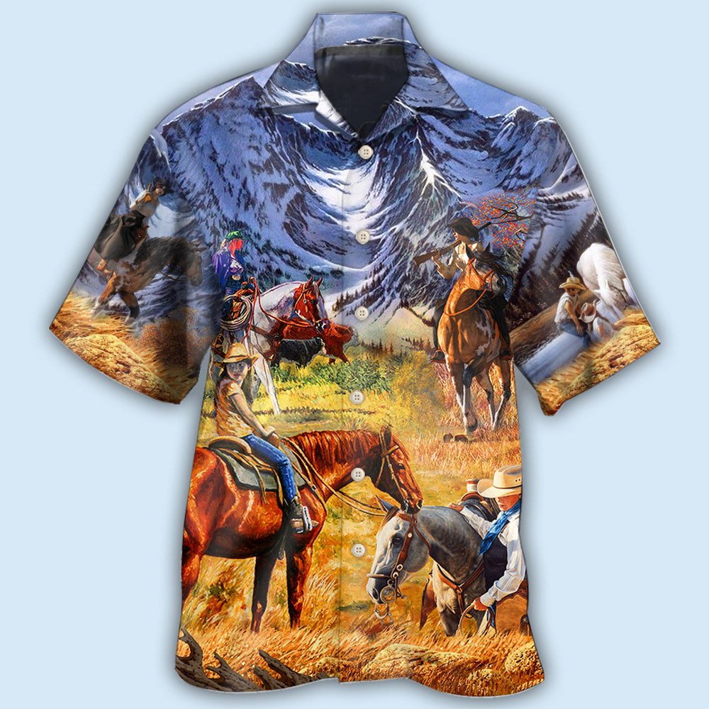 Cowgirl Mountain At Sunset - Hawaiian Shirt 