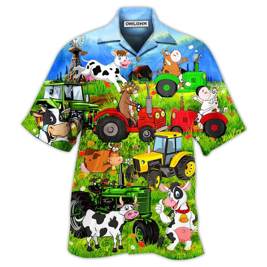 Hawaiian Shirt / Adults / S Cow Funny Happy Everyday - Hawaiian Shirt 