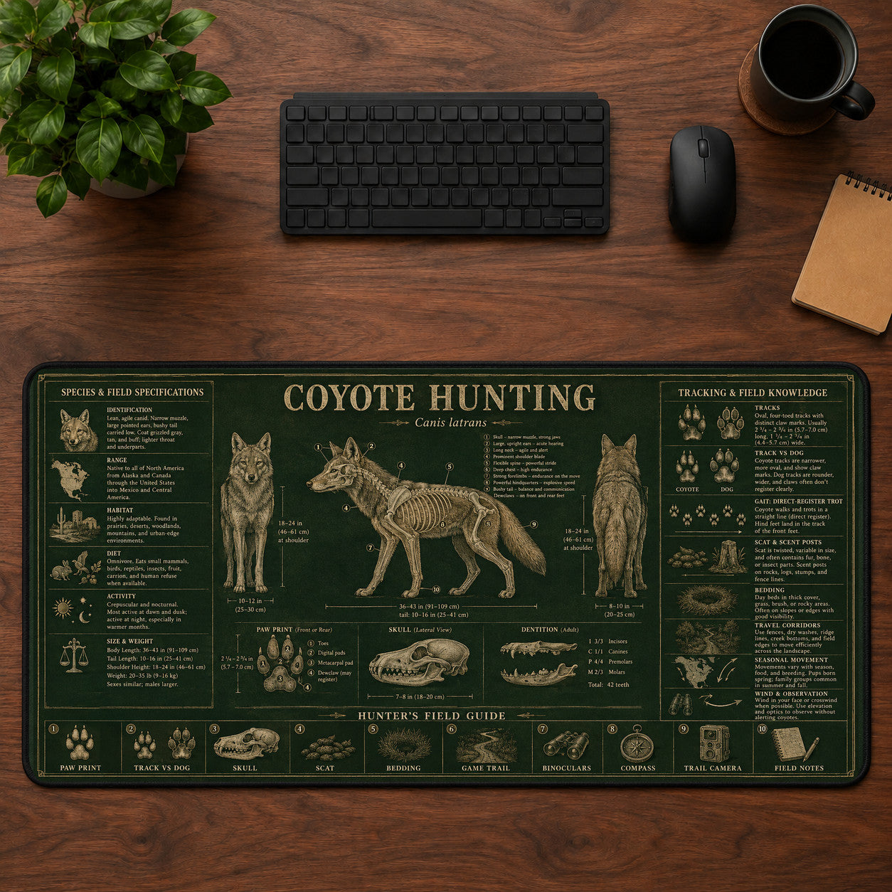 Coyote Hunting Desk Mat Mouse Pad | 5To9Vibe