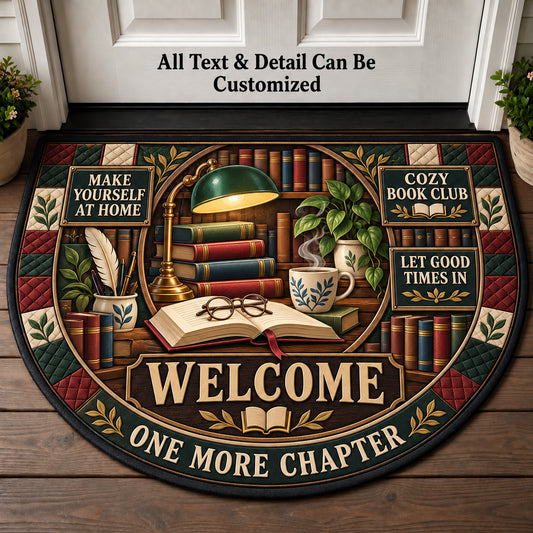 Cozy Book Club Personalized Half Round Mat | 5To9Vibe