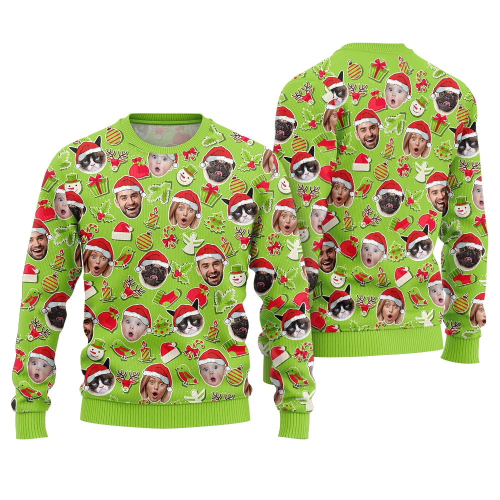 Cozy Custom Family Faces and Pet Ugly Christmas Sweater