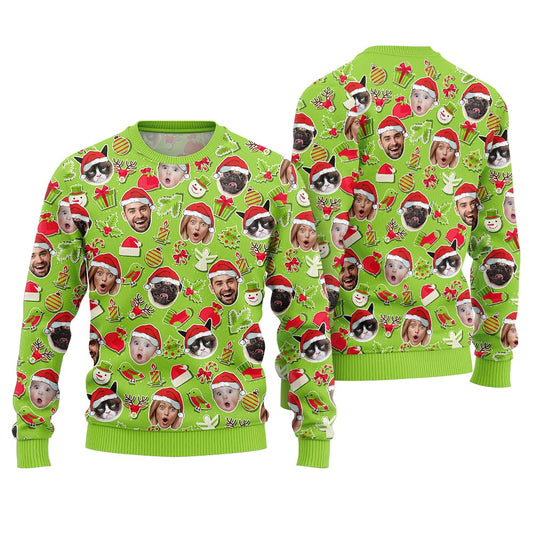 Cozy Custom Family Faces and Pet Ugly Christmas Sweater