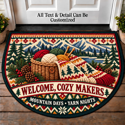 Colorwork Mountains - Cozy Makers Personalized Half Round Mat | 5To9Vibe